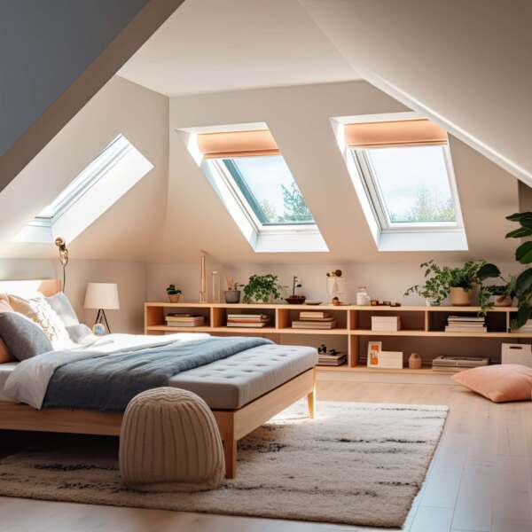 Sloped Attic Bedroom in Cozy Conversion , Real Estate Photograph